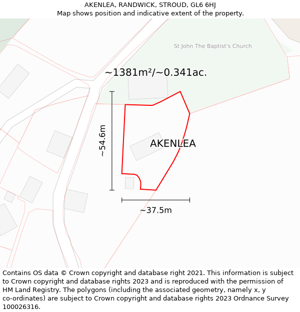 AKENLEA, RANDWICK, STROUD, GL6 6HJ: Plot and title map