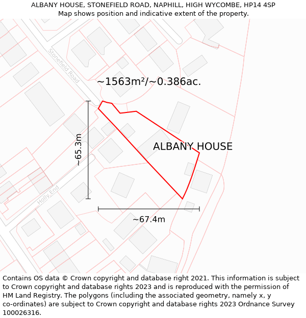 ALBANY HOUSE, STONEFIELD ROAD, NAPHILL, HIGH WYCOMBE, HP14 4SP: Plot and title map