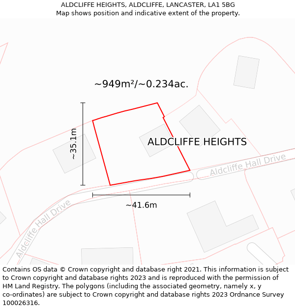 ALDCLIFFE HEIGHTS, ALDCLIFFE, LANCASTER, LA1 5BG: Plot and title map