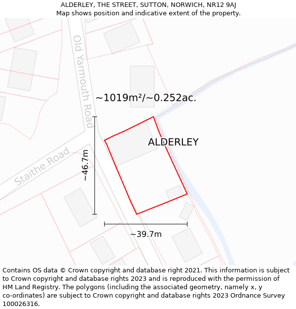 ALDERLEY, THE STREET, SUTTON, NORWICH, NR12 9AJ: Plot and title map