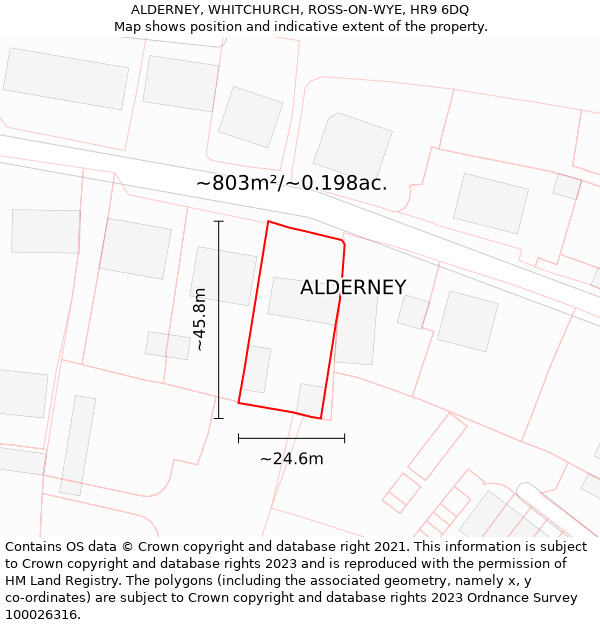 ALDERNEY, WHITCHURCH, ROSS-ON-WYE, HR9 6DQ: Plot and title map