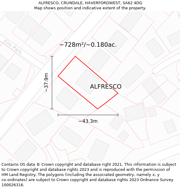ALFRESCO, CRUNDALE, HAVERFORDWEST, SA62 4DG: Plot and title map