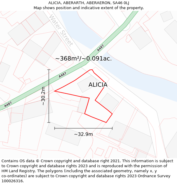 ALICIA, ABERARTH, ABERAERON, SA46 0LJ: Plot and title map