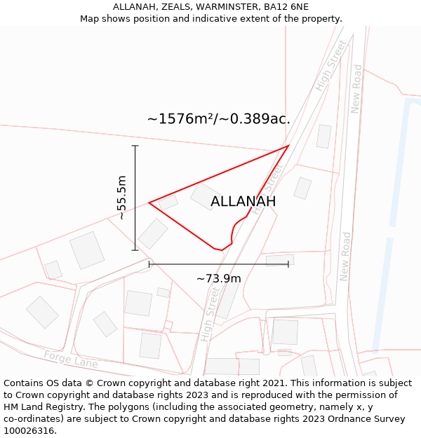 ALLANAH, ZEALS, WARMINSTER, BA12 6NE: Plot and title map