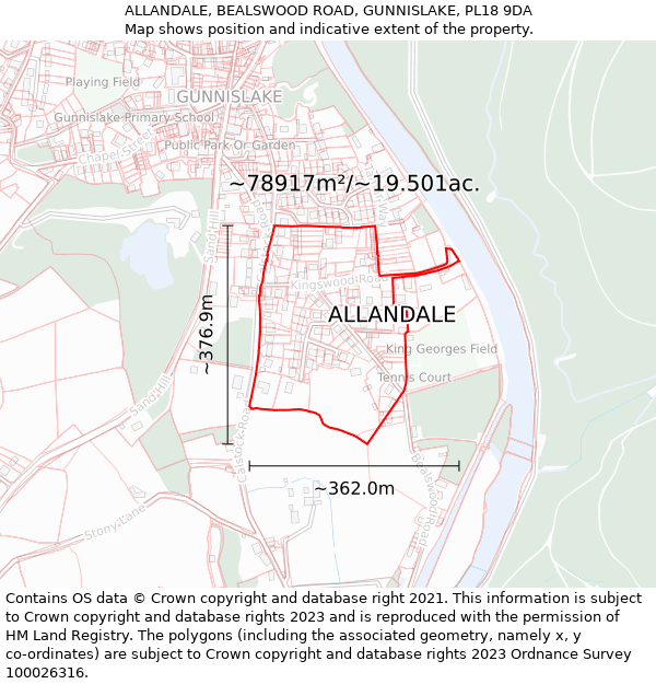 ALLANDALE, BEALSWOOD ROAD, GUNNISLAKE, PL18 9DA: Plot and title map