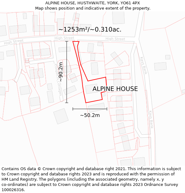 ALPINE HOUSE, HUSTHWAITE, YORK, YO61 4PX: Plot and title map