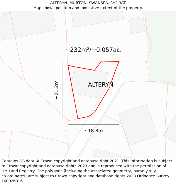 ALTERYN, MURTON, SWANSEA, SA3 3AT: Plot and title map