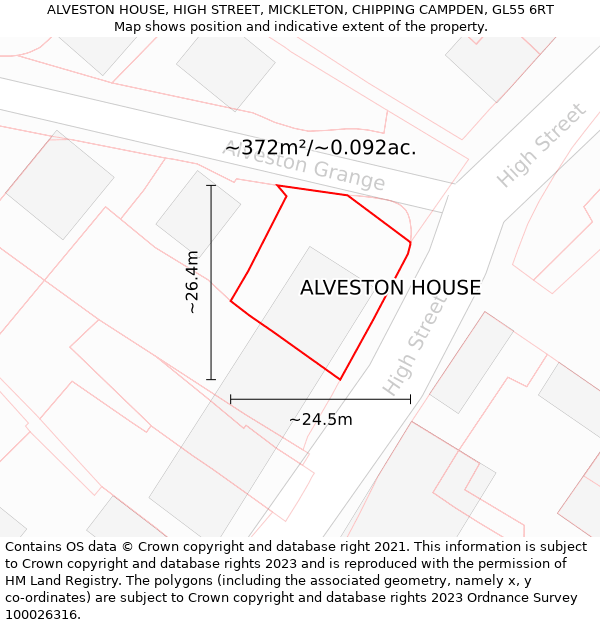 ALVESTON HOUSE, HIGH STREET, MICKLETON, CHIPPING CAMPDEN, GL55 6RT: Plot and title map