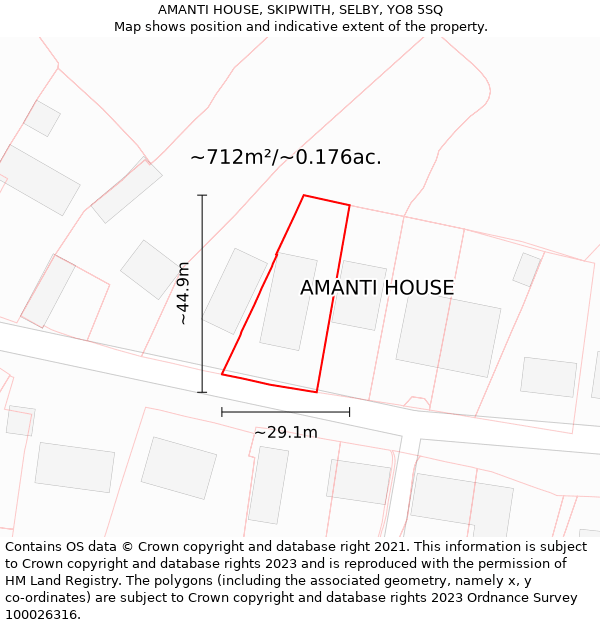 AMANTI HOUSE, SKIPWITH, SELBY, YO8 5SQ: Plot and title map
