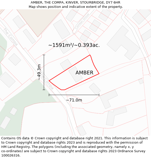 AMBER, THE COMPA, KINVER, STOURBRIDGE, DY7 6HR: Plot and title map