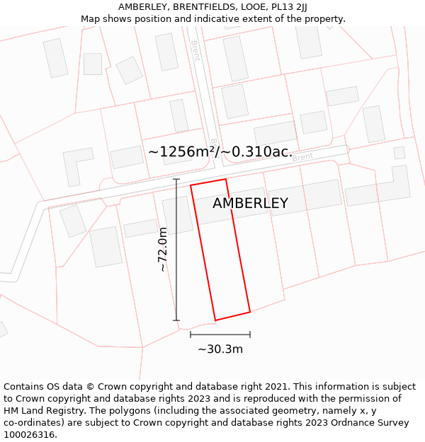 AMBERLEY, BRENTFIELDS, LOOE, PL13 2JJ: Plot and title map