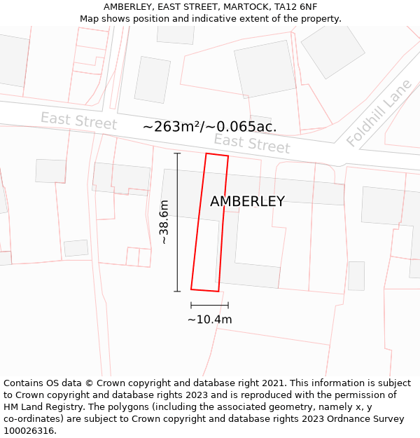 AMBERLEY, EAST STREET, MARTOCK, TA12 6NF: Plot and title map
