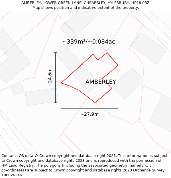 AMBERLEY, LOWER GREEN LANE, CHEARSLEY, AYLESBURY, HP18 0BZ: Plot and title map