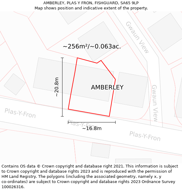 AMBERLEY, PLAS Y FRON, FISHGUARD, SA65 9LP: Plot and title map