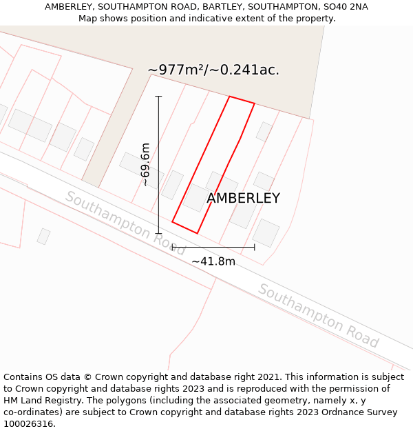 AMBERLEY, SOUTHAMPTON ROAD, BARTLEY, SOUTHAMPTON, SO40 2NA: Plot and title map