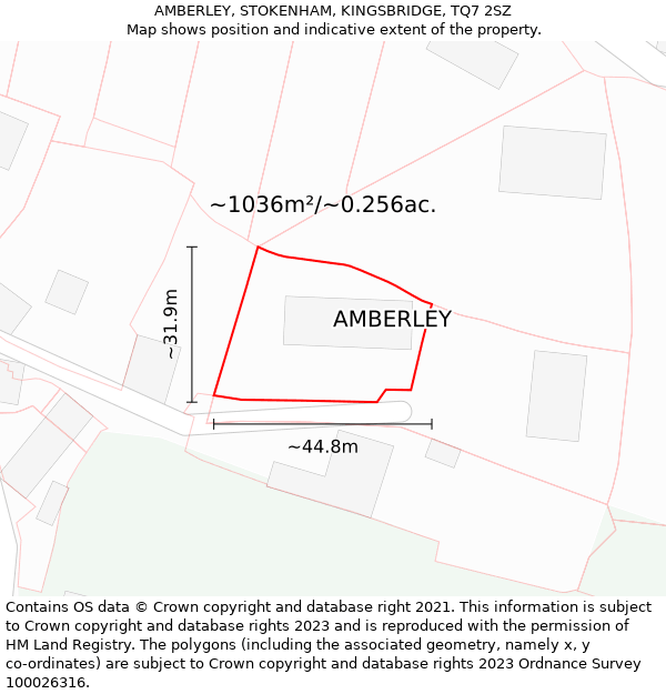 AMBERLEY, STOKENHAM, KINGSBRIDGE, TQ7 2SZ: Plot and title map