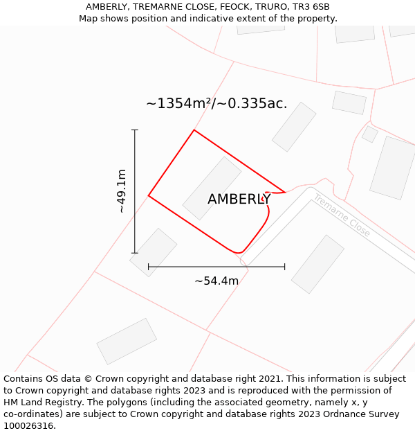 AMBERLY, TREMARNE CLOSE, FEOCK, TRURO, TR3 6SB: Plot and title map