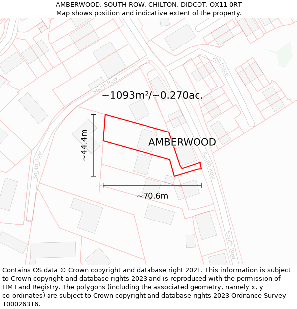 AMBERWOOD, SOUTH ROW, CHILTON, DIDCOT, OX11 0RT: Plot and title map