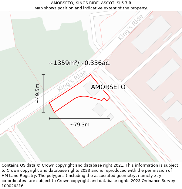 AMORSETO, KINGS RIDE, ASCOT, SL5 7JR: Plot and title map