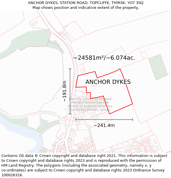 ANCHOR DYKES, STATION ROAD, TOPCLIFFE, THIRSK, YO7 3SQ: Plot and title map