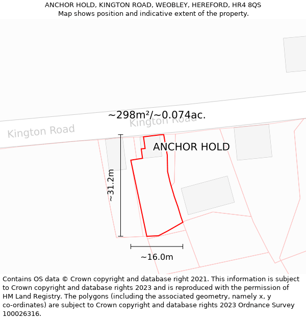ANCHOR HOLD, KINGTON ROAD, WEOBLEY, HEREFORD, HR4 8QS: Plot and title map