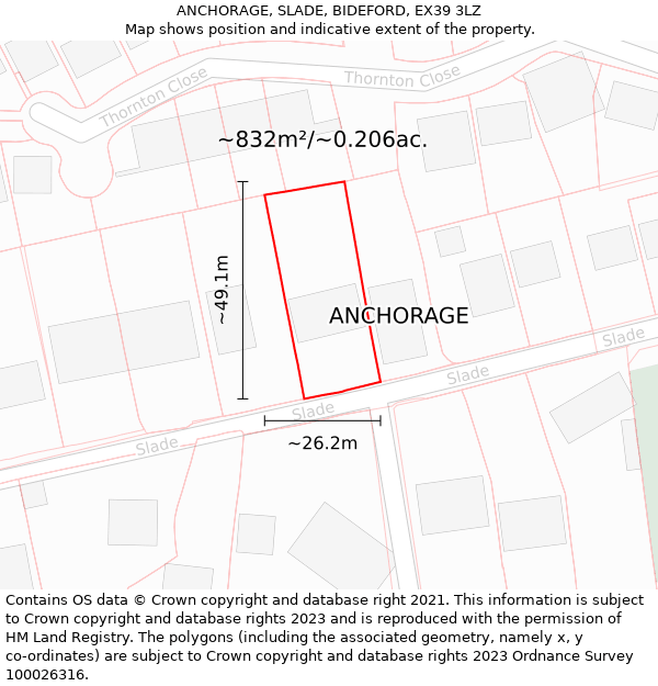 ANCHORAGE, SLADE, BIDEFORD, EX39 3LZ: Plot and title map