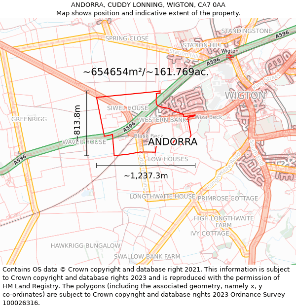 ANDORRA, CUDDY LONNING, WIGTON, CA7 0AA: Plot and title map