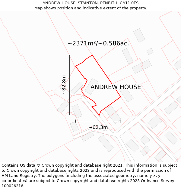 ANDREW HOUSE, STAINTON, PENRITH, CA11 0ES: Plot and title map