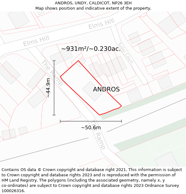 ANDROS, UNDY, CALDICOT, NP26 3EH: Plot and title map