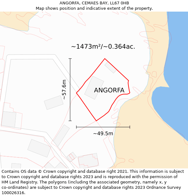 ANGORFA, CEMAES BAY, LL67 0HB: Plot and title map