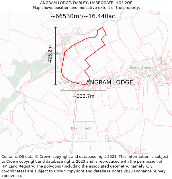 ANGRAM LODGE, DARLEY, HARROGATE, HG3 2QF: Plot and title map