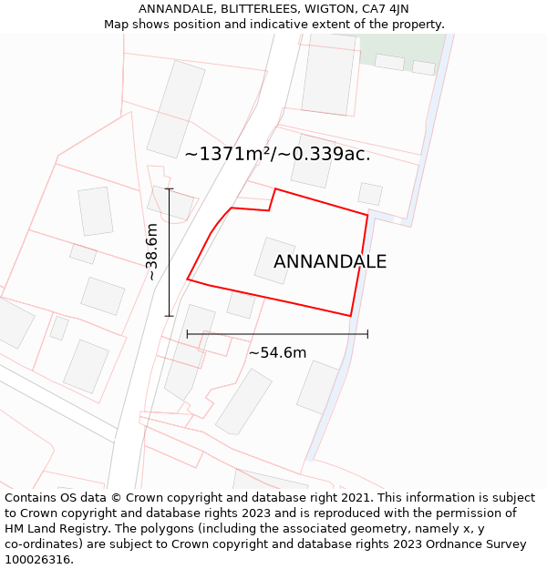 ANNANDALE, BLITTERLEES, WIGTON, CA7 4JN: Plot and title map