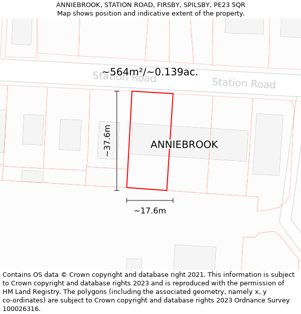 ANNIEBROOK, STATION ROAD, FIRSBY, SPILSBY, PE23 5QR: Plot and title map