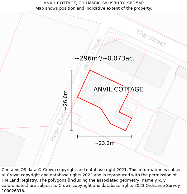 ANVIL COTTAGE, CHILMARK, SALISBURY, SP3 5AP: Plot and title map