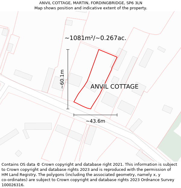 ANVIL COTTAGE, MARTIN, FORDINGBRIDGE, SP6 3LN: Plot and title map