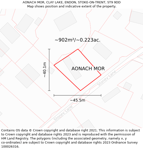 AONACH MOR, CLAY LAKE, ENDON, STOKE-ON-TRENT, ST9 9DD: Plot and title map