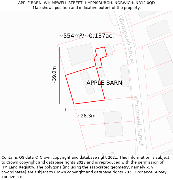 APPLE BARN, WHIMPWELL STREET, HAPPISBURGH, NORWICH, NR12 0QD: Plot and title map