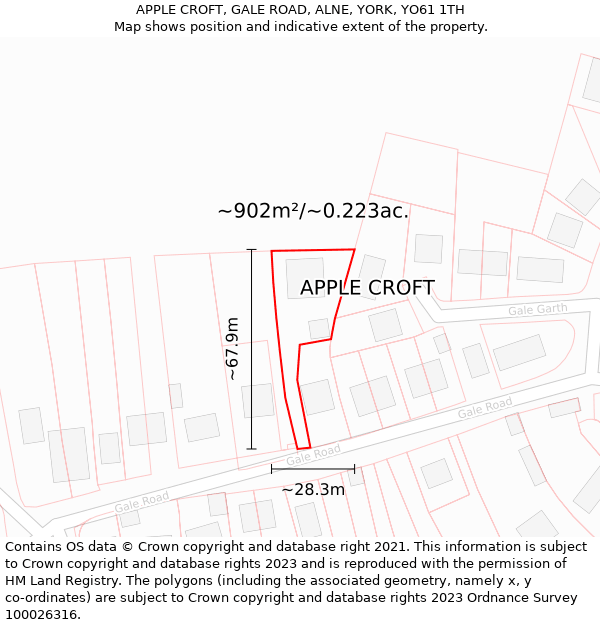 APPLE CROFT, GALE ROAD, ALNE, YORK, YO61 1TH: Plot and title map