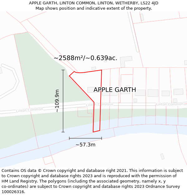APPLE GARTH, LINTON COMMON, LINTON, WETHERBY, LS22 4JD: Plot and title map