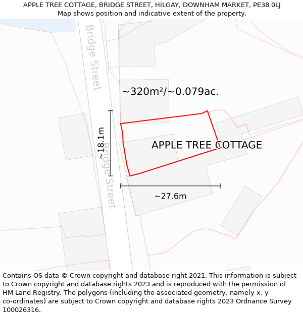 APPLE TREE COTTAGE, BRIDGE STREET, HILGAY, DOWNHAM MARKET, PE38 0LJ: Plot and title map