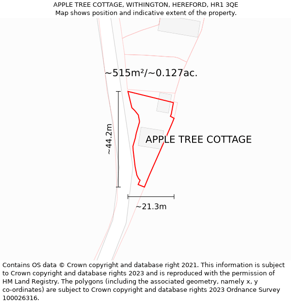 APPLE TREE COTTAGE, WITHINGTON, HEREFORD, HR1 3QE: Plot and title map