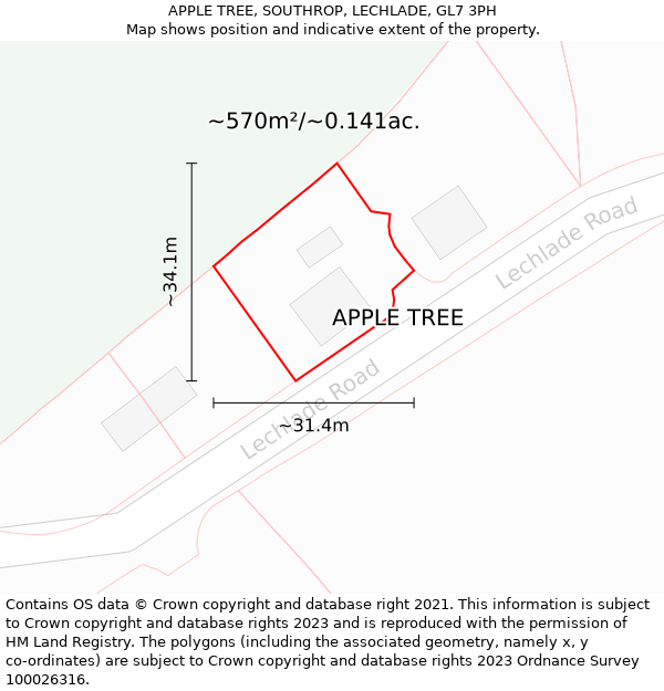 APPLE TREE, SOUTHROP, LECHLADE, GL7 3PH: Plot and title map