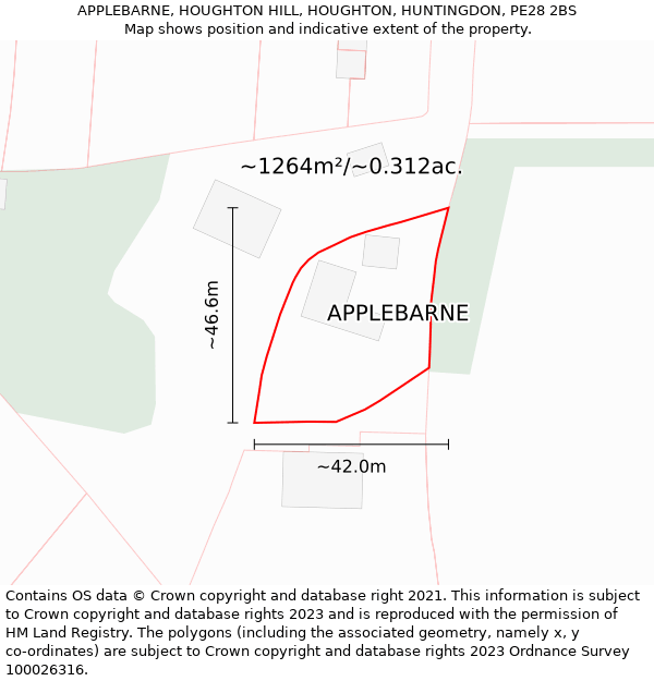 APPLEBARNE, HOUGHTON HILL, HOUGHTON, HUNTINGDON, PE28 2BS: Plot and title map