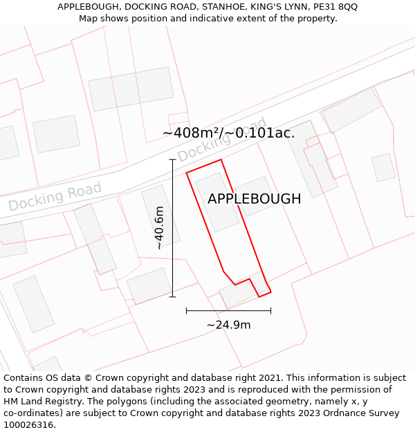 APPLEBOUGH, DOCKING ROAD, STANHOE, KING'S LYNN, PE31 8QQ: Plot and title map