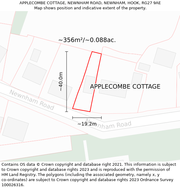 APPLECOMBE COTTAGE, NEWNHAM ROAD, NEWNHAM, HOOK, RG27 9AE: Plot and title map