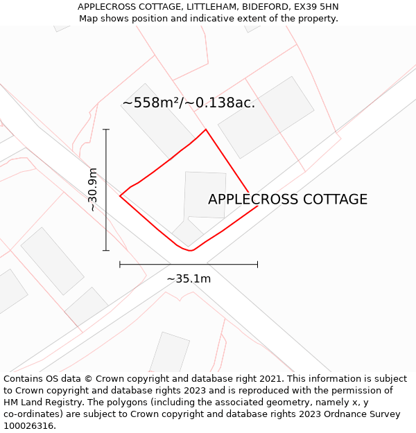 APPLECROSS COTTAGE, LITTLEHAM, BIDEFORD, EX39 5HN: Plot and title map