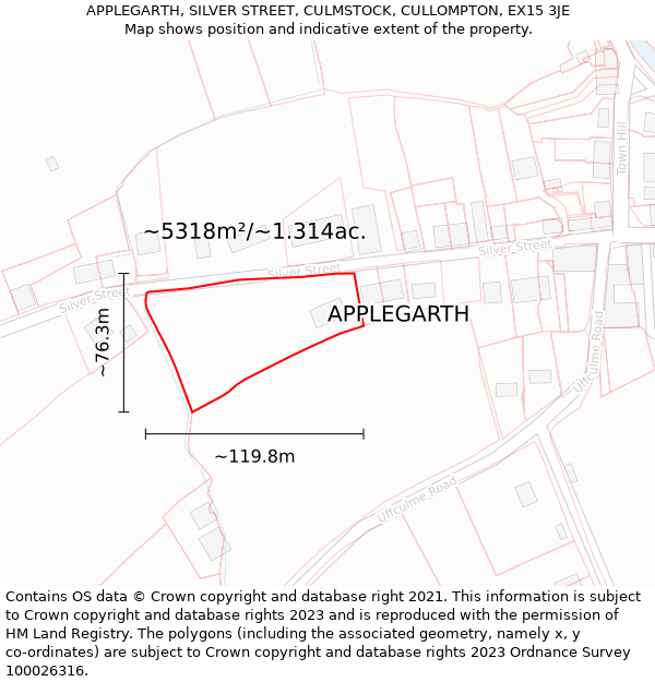 APPLEGARTH, SILVER STREET, CULMSTOCK, CULLOMPTON, EX15 3JE: Plot and title map