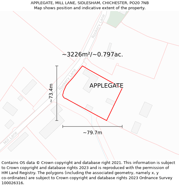 APPLEGATE, MILL LANE, SIDLESHAM, CHICHESTER, PO20 7NB: Plot and title map