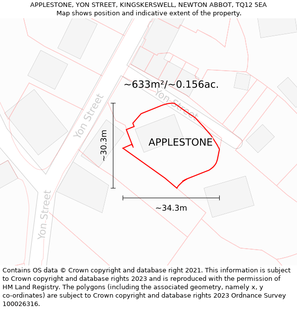 APPLESTONE, YON STREET, KINGSKERSWELL, NEWTON ABBOT, TQ12 5EA: Plot and title map