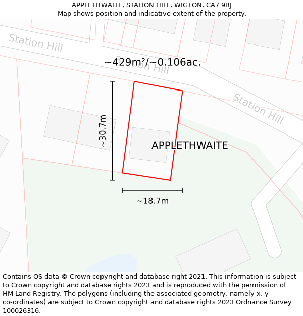 APPLETHWAITE, STATION HILL, WIGTON, CA7 9BJ: Plot and title map